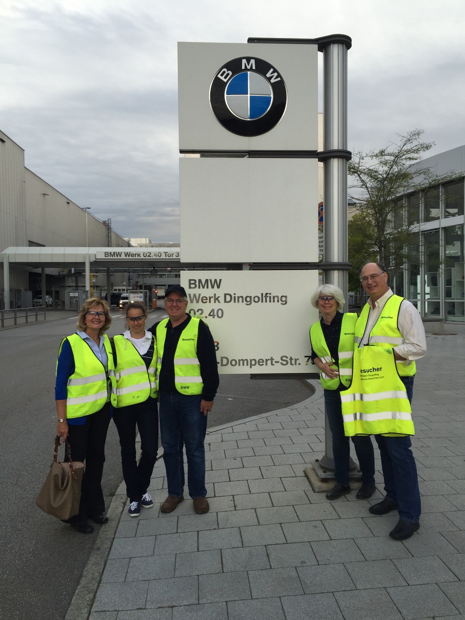 Outside he BMW plant where Sina works in Germany