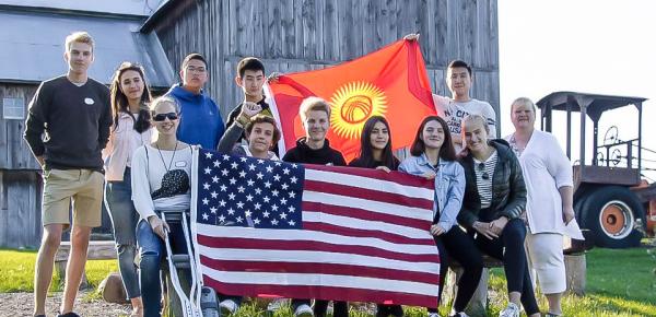 students with flag