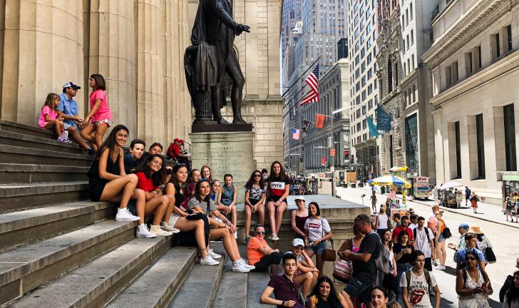 Students on steps