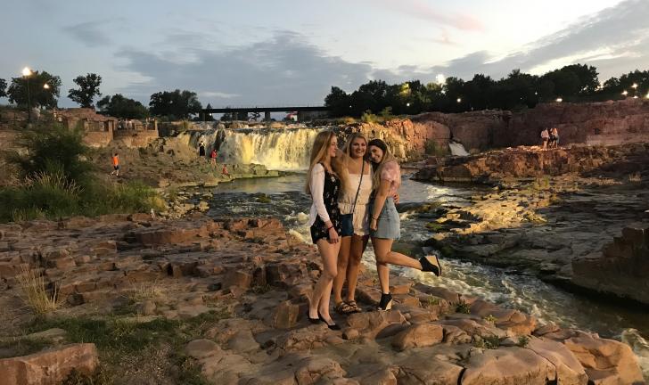 Girls at waterfall