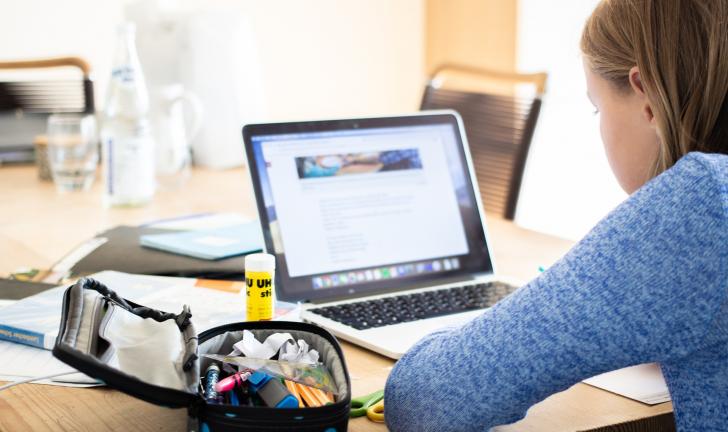 Girl Studying at Computer