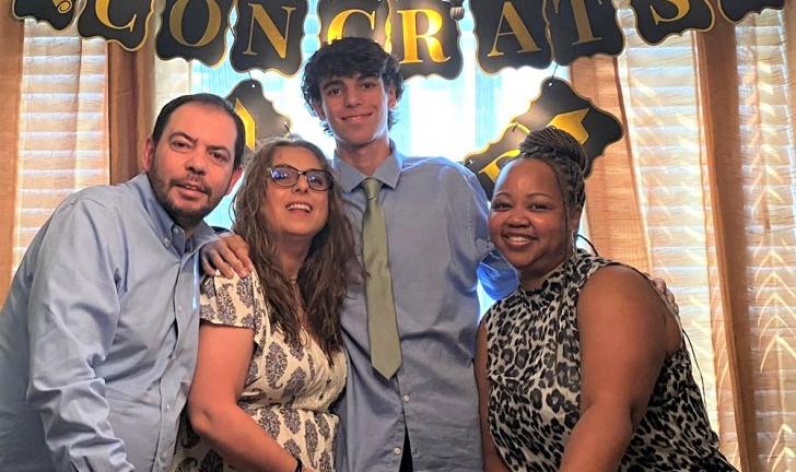 Gonzalo's Graduation party with host mom and natural parents