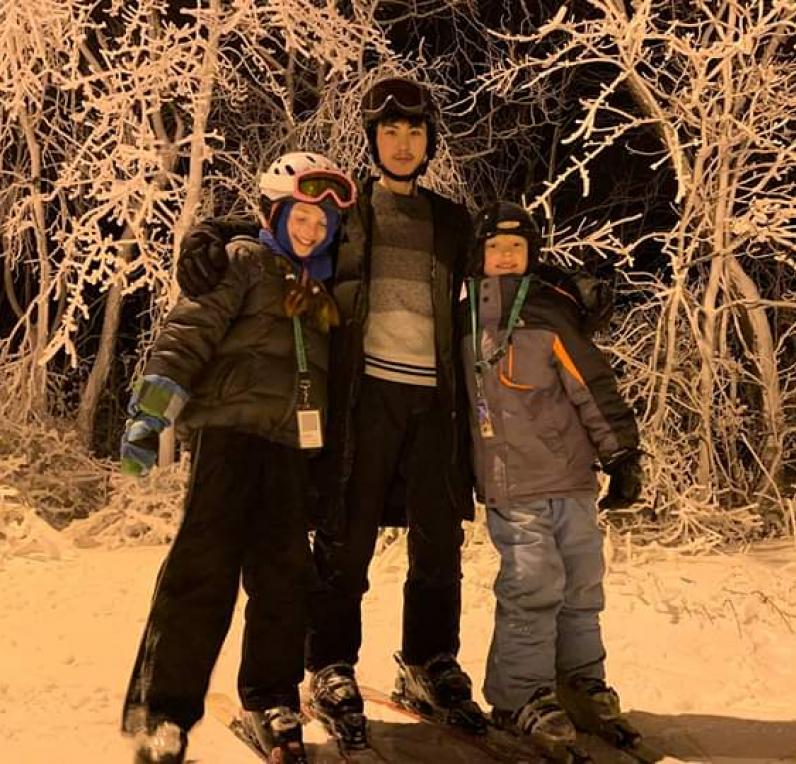 Brothers Skiing