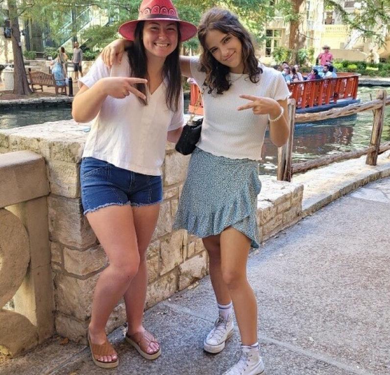 Two girls on the boardwalk