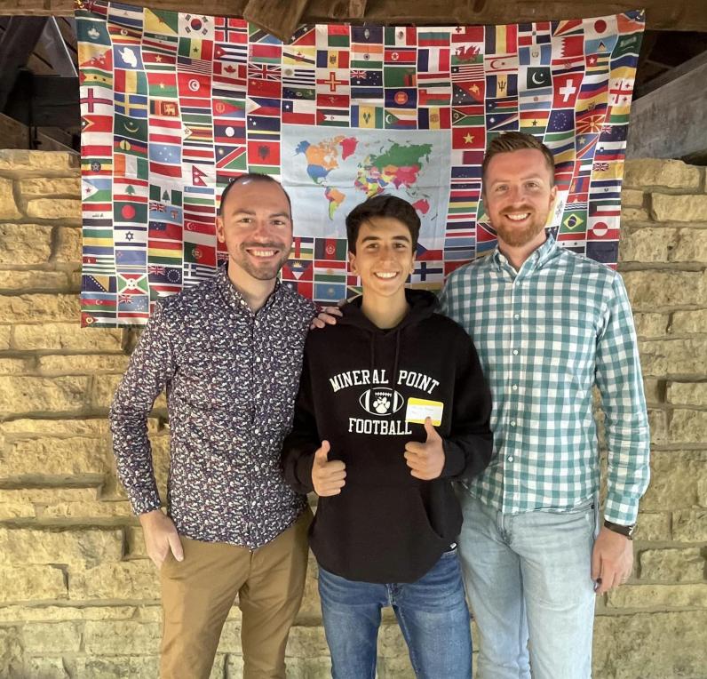 NOD Student with his host Dads at Fall Orientation